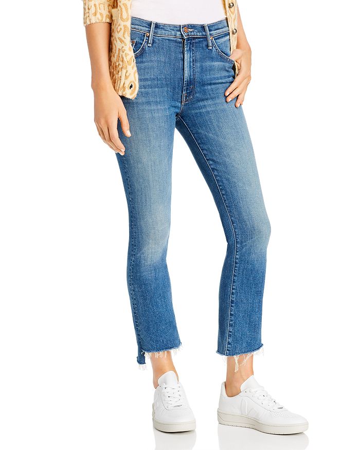 MOTHER THE INSIDER CROP STEP FRAY FLARED JEANS IN WILD GAME,1157-781