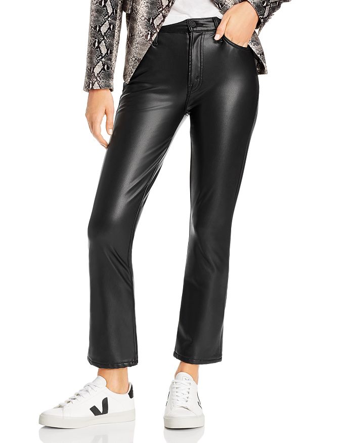 MOTHER The Insider Faux-Leather Ankle Flare Jeans in Faux Show