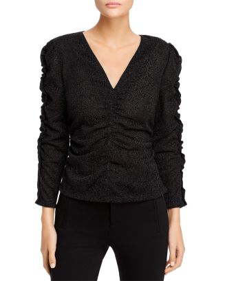 Rebecca Taylor Shirred Metallic Top | Bloomingdale's