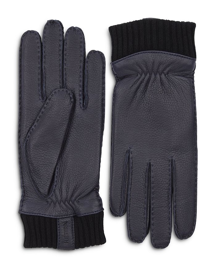 Hestra Vale Leather Gloves In Navy