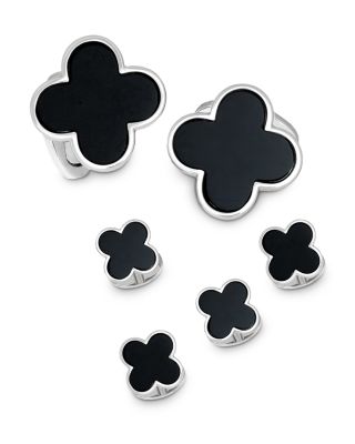 Jan Leslie - Sterling Silver & Onyx Clover Stud Set