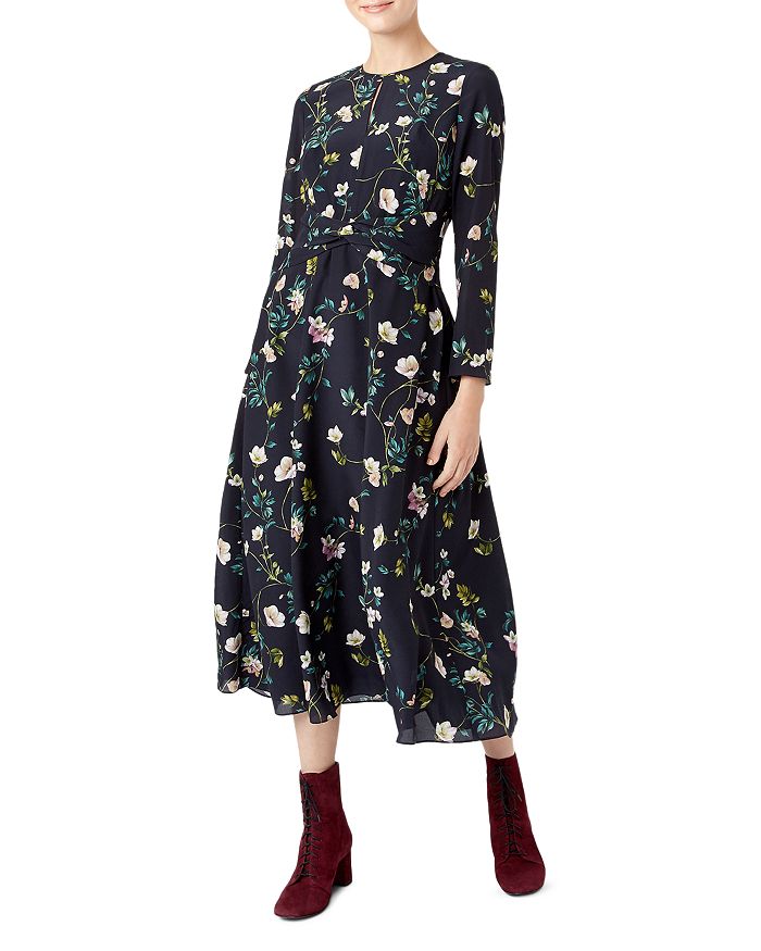 HOBBS LONDON HELLEBORE SILK MIDI DRESS 021953373642L00