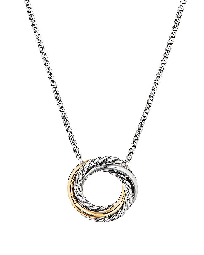 Sterling Silver & 18K Yellow Gold Crossover Mini Pendant Necklace, 17