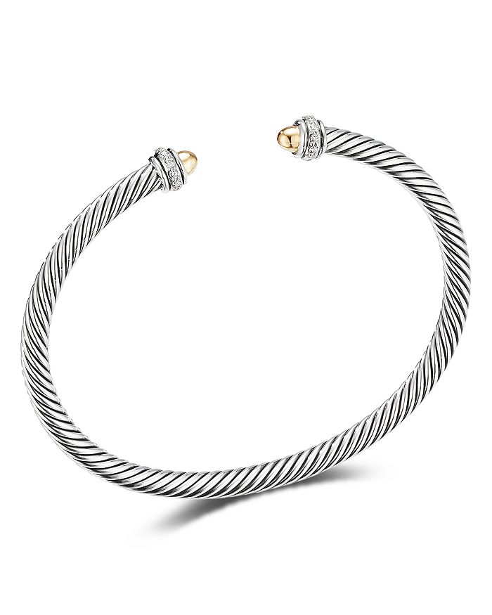 DAVID YURMAN STERLING SILVER & 18K YELLOW GOLD CABLE CLASSIC BRACELET WITH DIAMONDS,B14711DS8AGGDIM