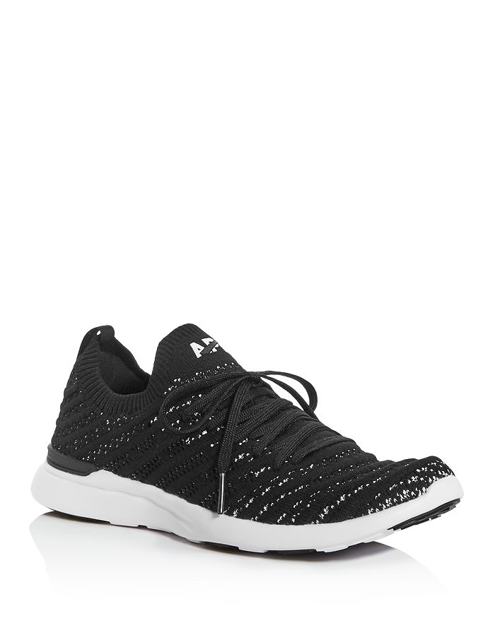 Apl Athletic Propulsion Labs Women's Techloom Wave Lace-up Knit Sneakers In Black/white/white