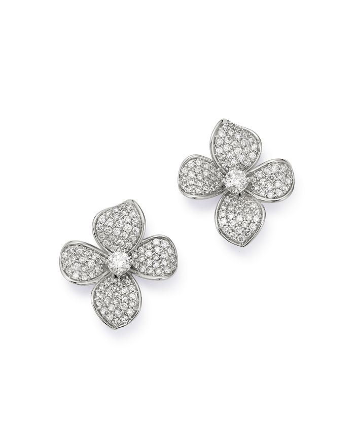 Bloomingdale's Diamond Statement Flower Earrings in 14K White Gold, 2.0 ...