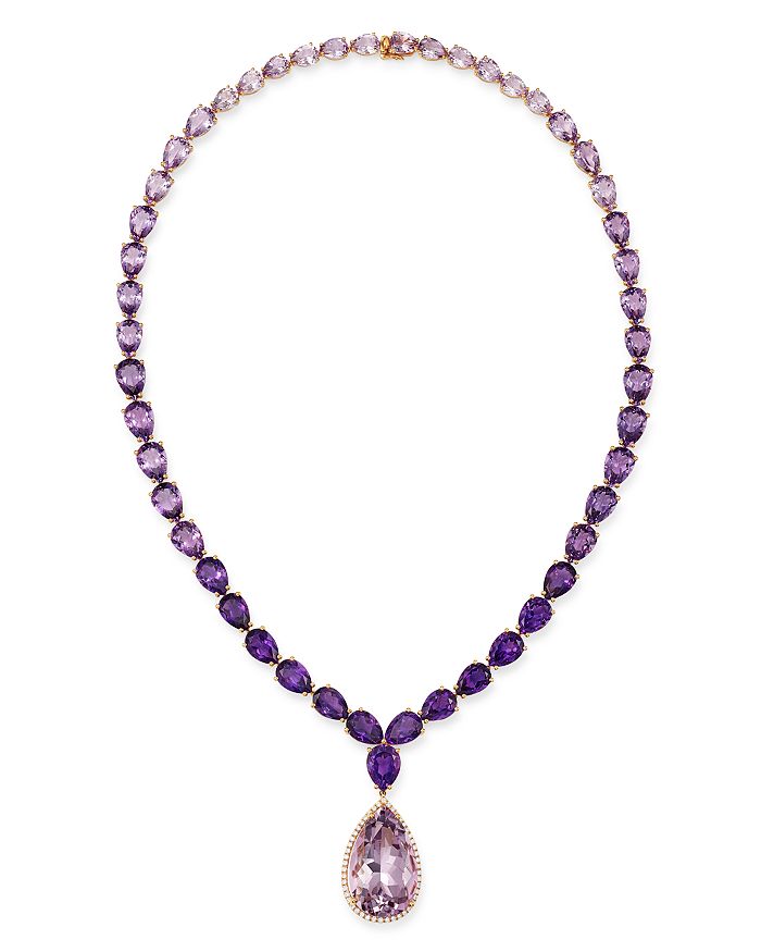 Bloomingdale's Amethyst & Diamond Statement Y Necklace In 14k Rose Gold, 16 - 100% Exclusive In Purple