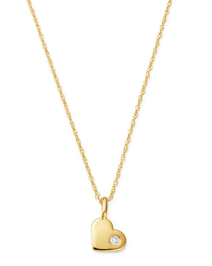 Bloomingdale's Diamond Heart Pendant Necklace In 14k Yellow Gold, 0.03 Ct. T.w. - 100% Exclusive In White/gold