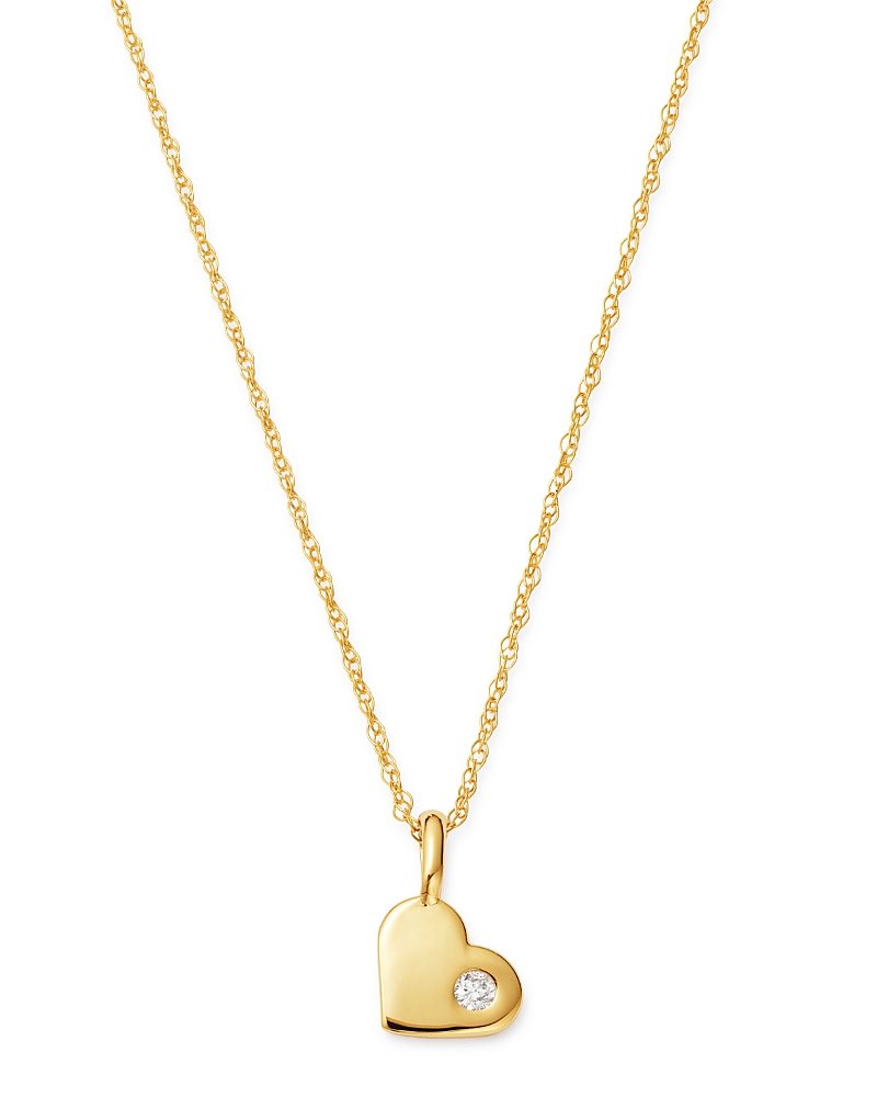 Bloomingdale's Fine Collection Diamond Heart Pendant Necklace in 14K Yellow Gold, 0.03 tcw