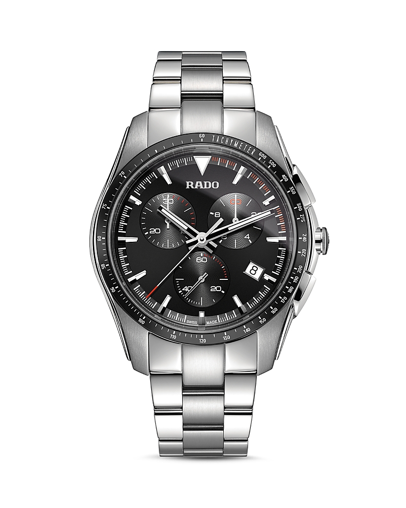 Rado Men's Swiss Chronograph Hyperchrome Stainless Steel Bracelet Watch 44.9mm In Black/silver