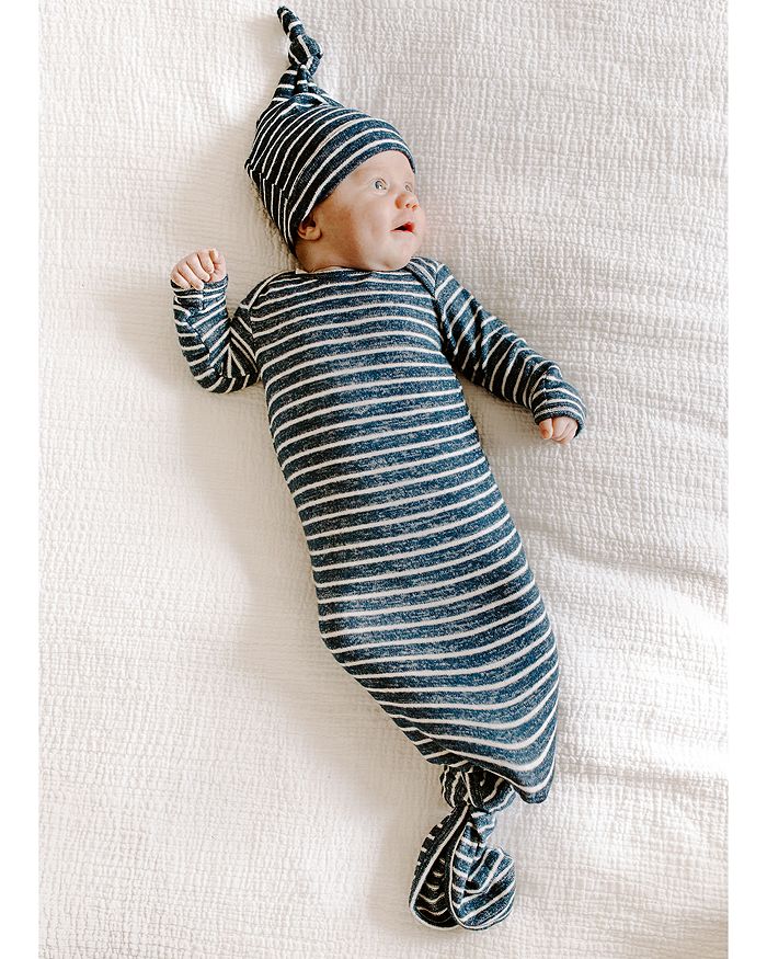 Shop Aden And Anais Boy's Striped Snuggle Knit Gown & Hat Set - Baby In Navy