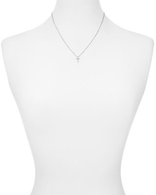 Swedged Cross Pendant Necklace in Sterling Silver, 18" 