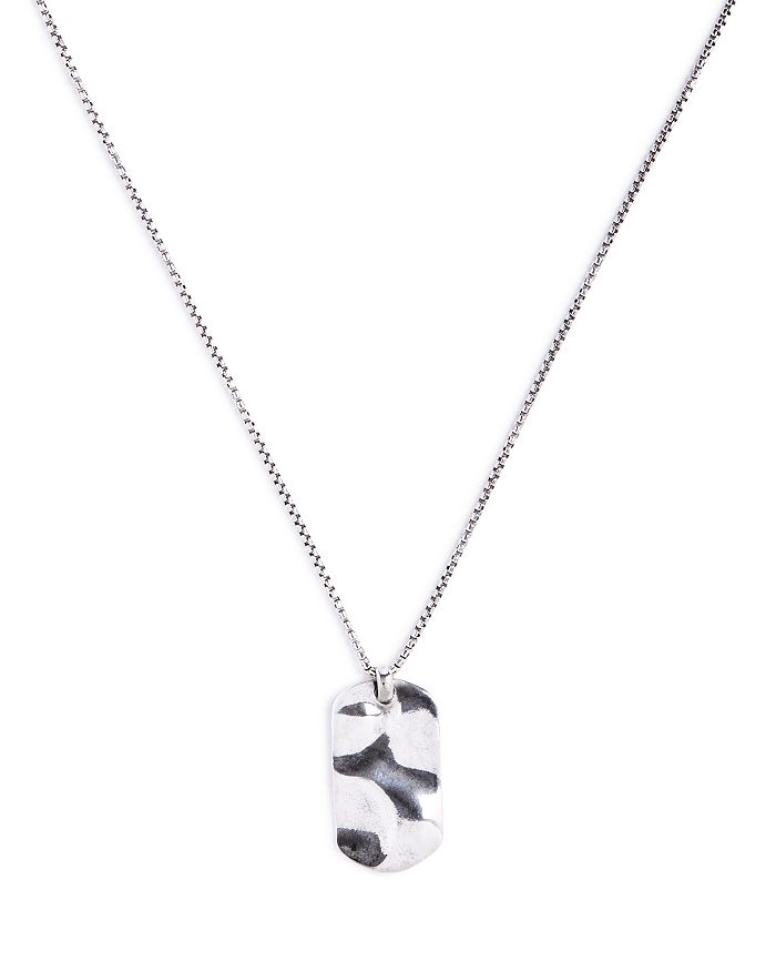 Degs & Sal Sterling Silver Hammered Dog Tag Necklace