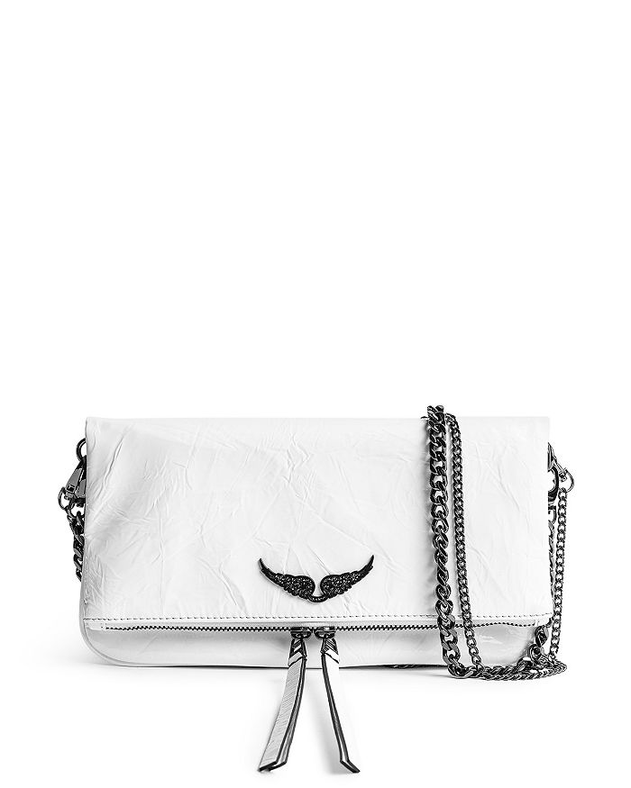 Zadig & Voltaire Rock Patent Leather Crossbody Bag In White