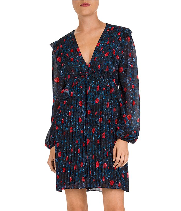 the kooples pleated mini dress The Kooples Pleated one-shoulder Mini Party Dress | Black