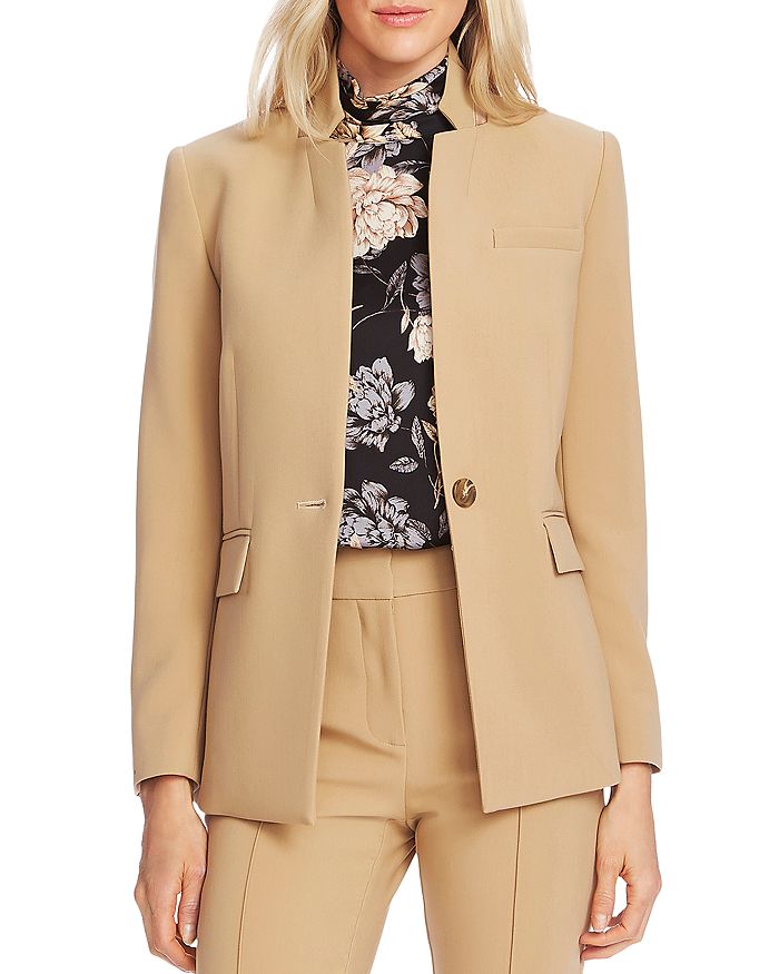 Vince Camuto Notched Stand-collar Blazer In Latte