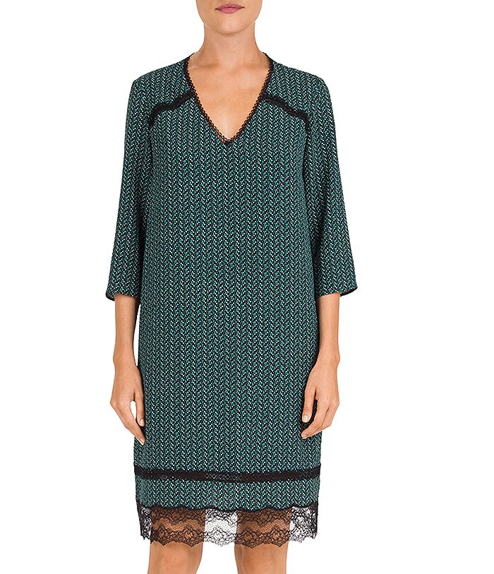 Gerard Darel Danyl Lace Detail Floral Print Dress In Green ModeSens