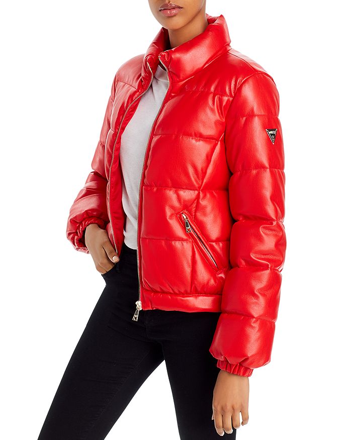 GUESS Valetta Faux Leather Puffer Jacket | Bloomingdale's