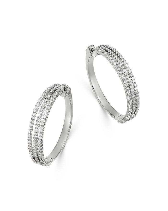 Bloomingdale's Diamond Triple-row Hoop Earrings In 14k White Gold, 2.0 Ct. T.w. - 100% Exclusive
