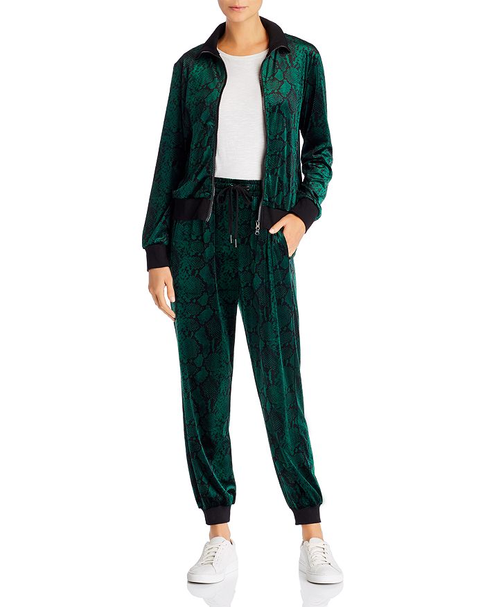 PAM GELA Snake Print Velour Track Jacket Jogger Pants