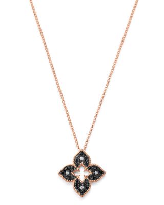 Roberto Coin - 18K Rose Gold Venetian Princess Black & White Diamond Pendant Necklace, 18"