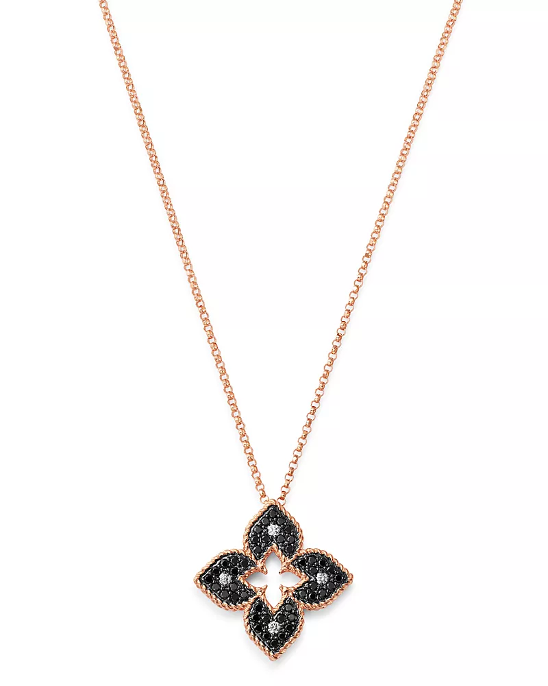 Roberto Coin 18K Rose Gold Venetian Princess Black & White Diamond Reversible Pendant Necklace, 18