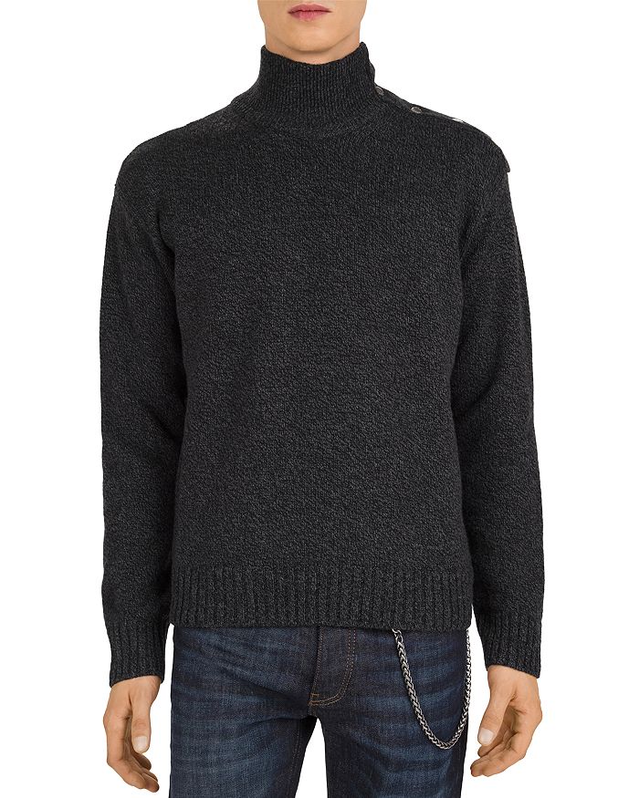 THE KOOPLES BUTTON-DETAIL FUNNEL NECK SWEATER,HPUL19034K
