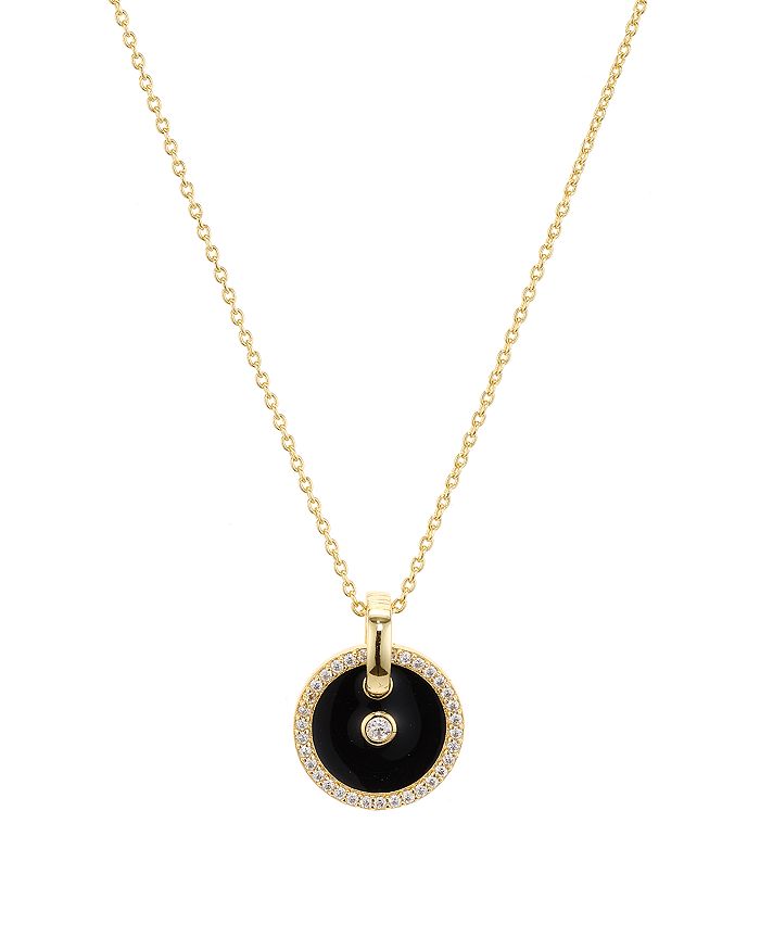 Argento Vivo Circle Pendant Necklace In 18k Gold-plated Sterling Silver, 16-18 In Black/gold