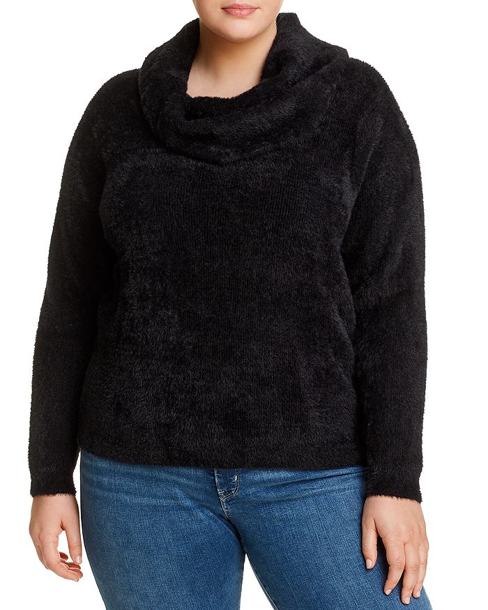 Michael Michael Kors Plus Soft-knit Cowl Neck Sweater In Black