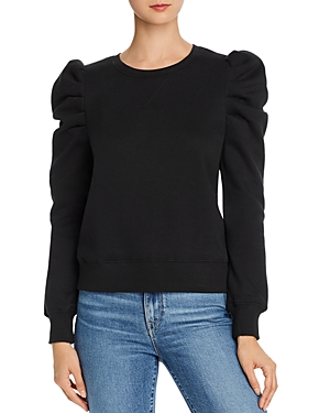 Rebecca Minkoff Janine Pleated-shoulder Sweatshirt In Black