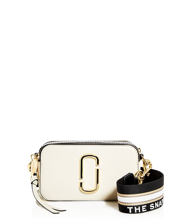 The Marc Jacobs Snapshot Leather Camera Bag In Cloud White Multi/gold