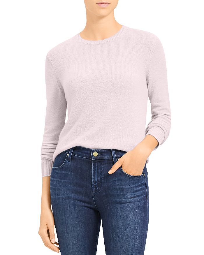 Theory Featherweight Cashmere Sweater In Pale Pink