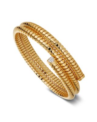 Marina B 18K Yellow Gold Trisolina Diamond Triple-Wrap Bangle Bracelet ...