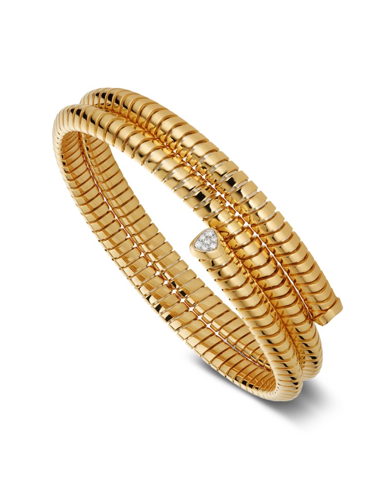 Marina B 18K Yellow Gold Trisolina Diamond Triple-Wrap Bangle Bracelet in White/Gold