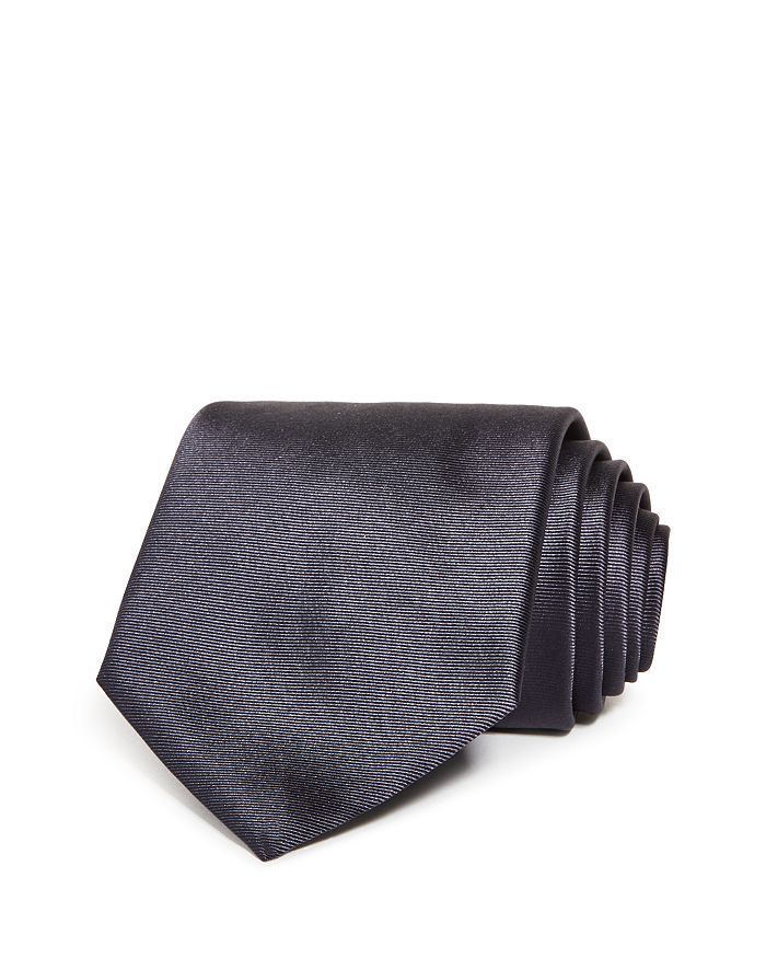 Armani Collezioni Solid Silk Classic Tie In Dark Gray