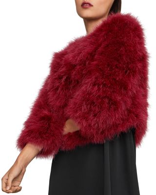 BCBGMAXAZRIA Ostrich Feather Cropped Jacket Bloomingdale s