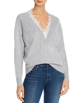 Rebecca Taylor Lace Trimmed Merino Wool 