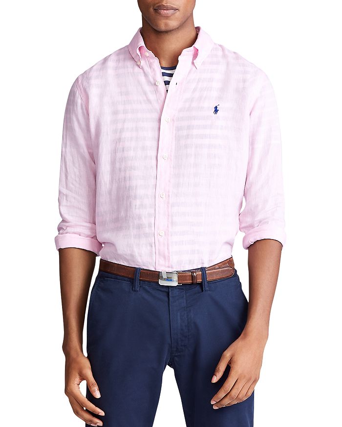Polo Ralph Lauren Classic Fit Linen Shirt In Carmel Pink
