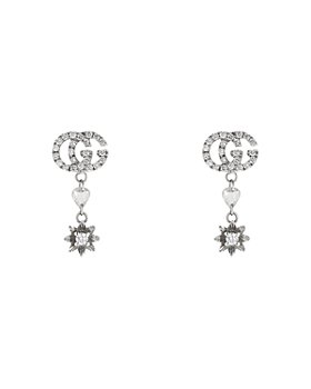 Gucci - 18K White Gold Flora Diamond Drop Earrings
