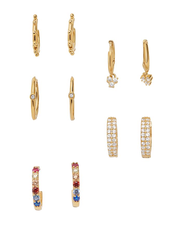 Baublebar Liza Huggie Hoop Earrings In 18k Gold-plated Sterling Silver, Set Of 5 In Multi