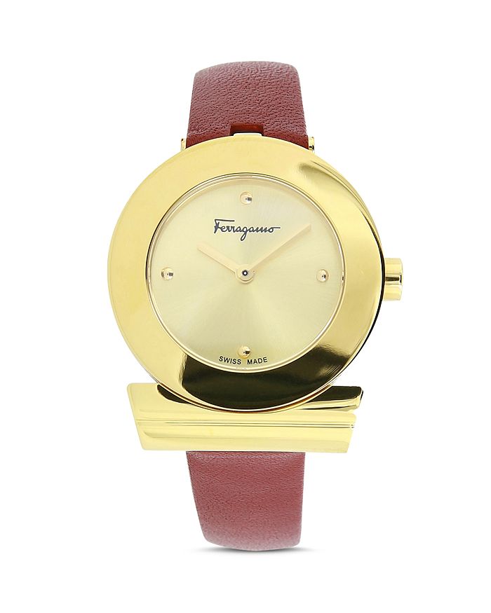 Ferragamo Gancini Watch, 27mm In Gold/red