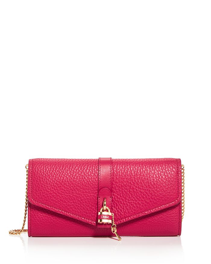 Chloé Aby Leather Chain Wallet Crossbody In Crimson Pink