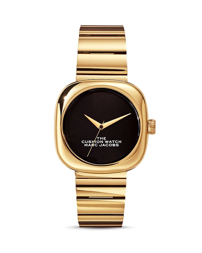 Marc Jacobs The Cushion Watch, 36mm X 36mm In Black/gold