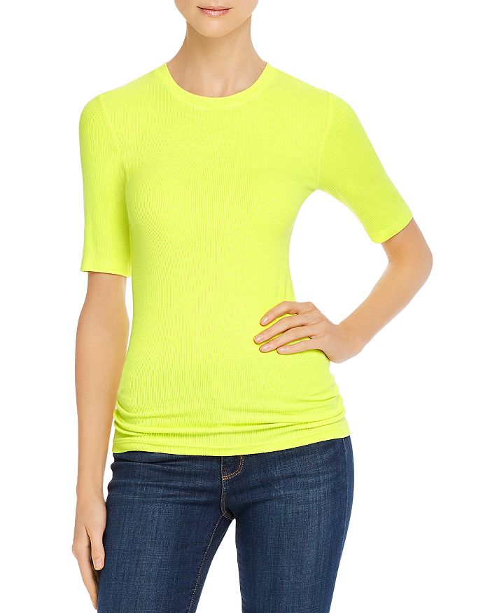 Enza Costa Ribbed-knit Tee In Ultra Yellow