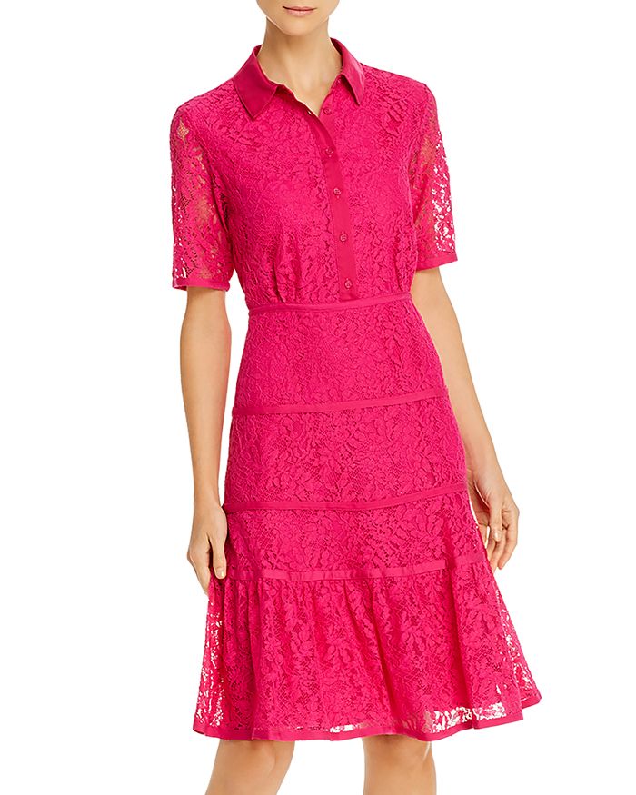Nanette Lepore Nanette Lace Shirt Dress In Passion Pink ModeSens