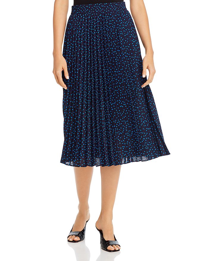 T Tahari Dot Print Pleated Midi Skirt | Bloomingdale's
