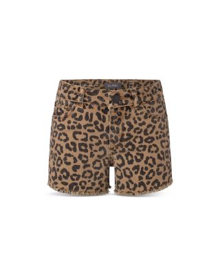 denim leopard shorts