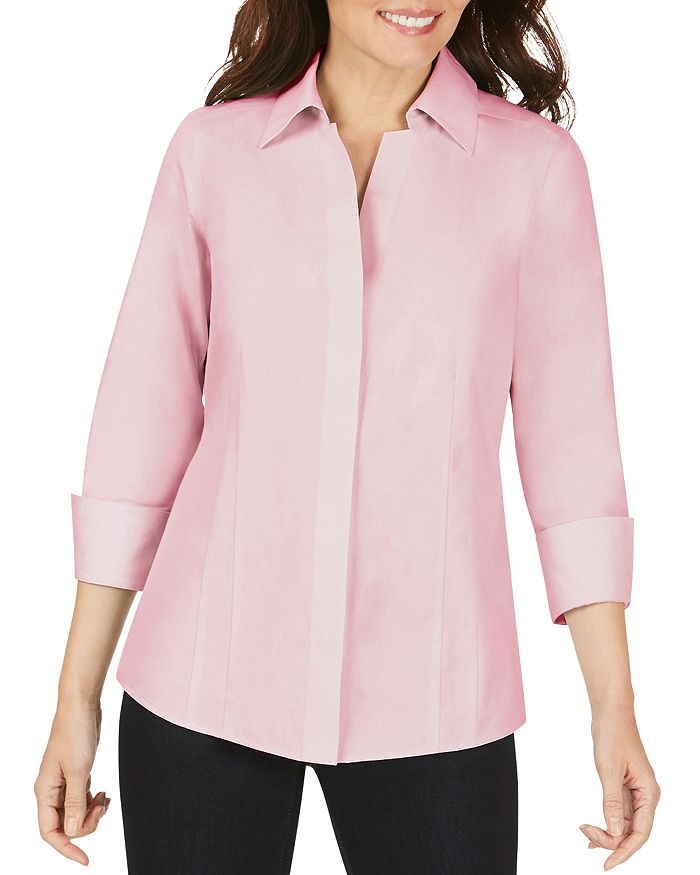 Foxcroft Taylor Non-iron Button-down Top In Cabana Pink