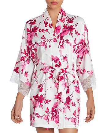 In Bloom by Jonquil Floral Matte Satin Wrap Robe | Bloomingdale's