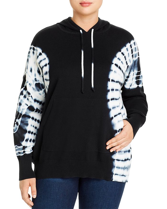 Aqua Curve Tie-dyed Sweater Knit Hoodie - 100% Exclusive In Black/white